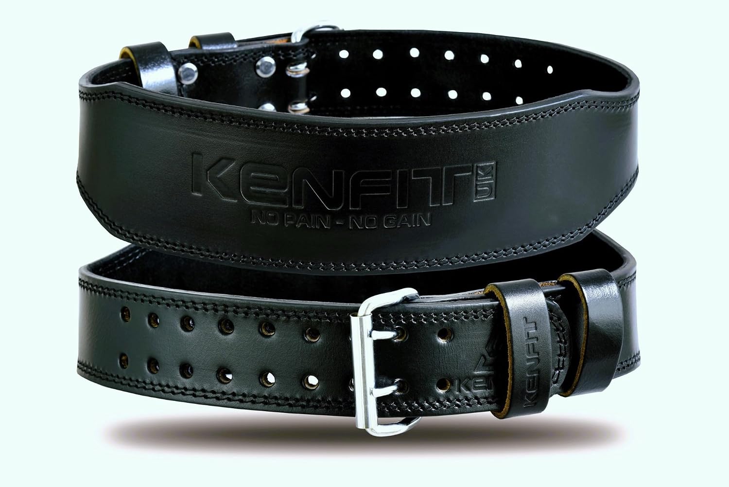 Leather Weightlifting Belt 7mm: Kenfit Buffalo Leather Gym Belt for Squats and Deadlifts